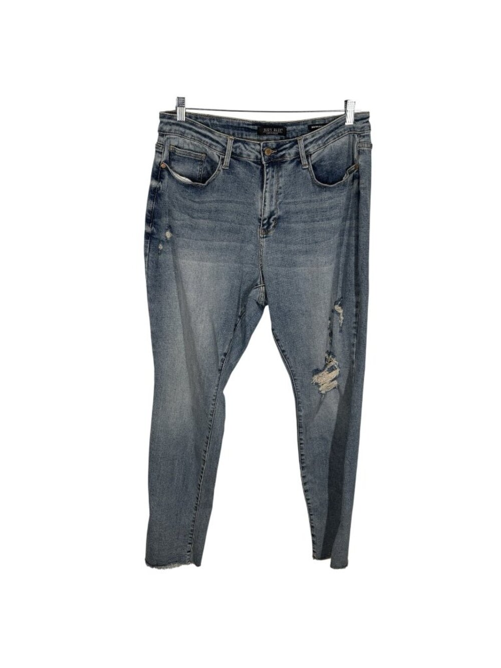 Judy Blue Women Size 14W Casual Distressed Denim Raw Hem Boyfriend Fit Jeans